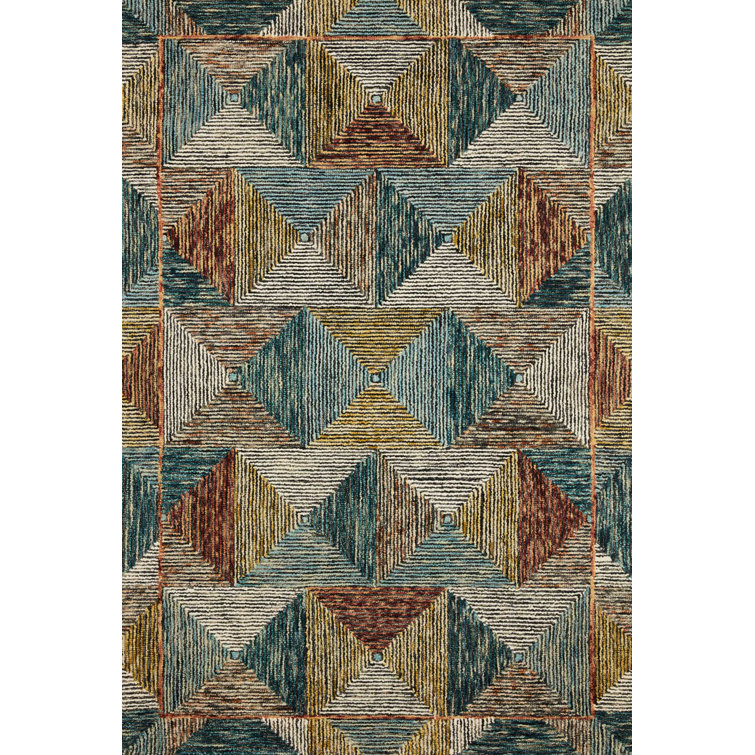 Dakota Fields Morecambe Geometric Handmade Looped/Hooked Wool Area Rug